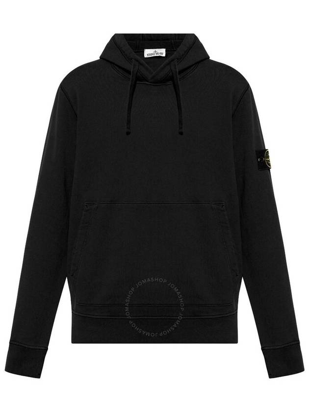 Wappen Patch Brushed Cotton Fleece Hoodie Black - STONE ISLAND - BALAAN 2