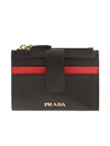 Vitello Zippered Leather Card Wallet Black - PRADA - BALAAN 1