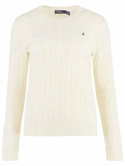 Embroidered Logo Pony Cable Knit Top Cream - POLO RALPH LAUREN - BALAAN 2