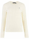 Embroidered Logo Pony Cable Knit Top Cream - POLO RALPH LAUREN - BALAAN 2