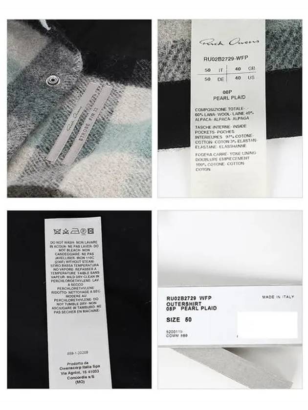 RU02B2729 WFP 08P Check Print Overshirt - RICK OWENS - BALAAN 6