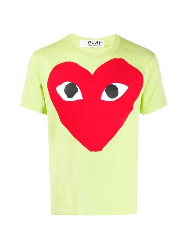 Men's Red Big Heart Logo Short Sleeve T-Shirt P1 T274 2 Lime - COMME DES GARCONS PLAY - BALAAN 1