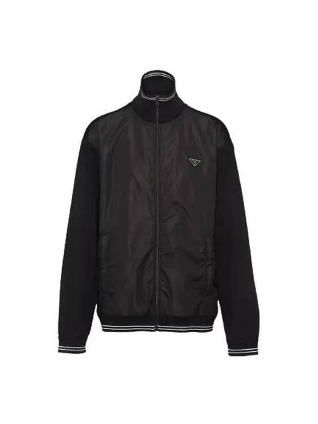 Triangle Logo Zip Up Jacket Black - PRADA - BALAAN 1