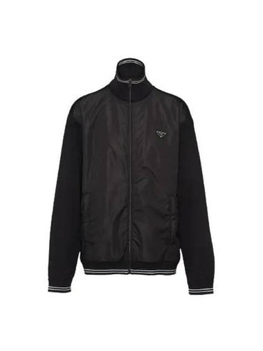 Triangle Logo Zip Up Jacket Black - PRADA - BALAAN 1