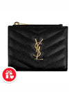 Cassandre Matelasse Grain De Poudre Embossed Leather Half Wallet Black - SAINT LAURENT - BALAAN 8