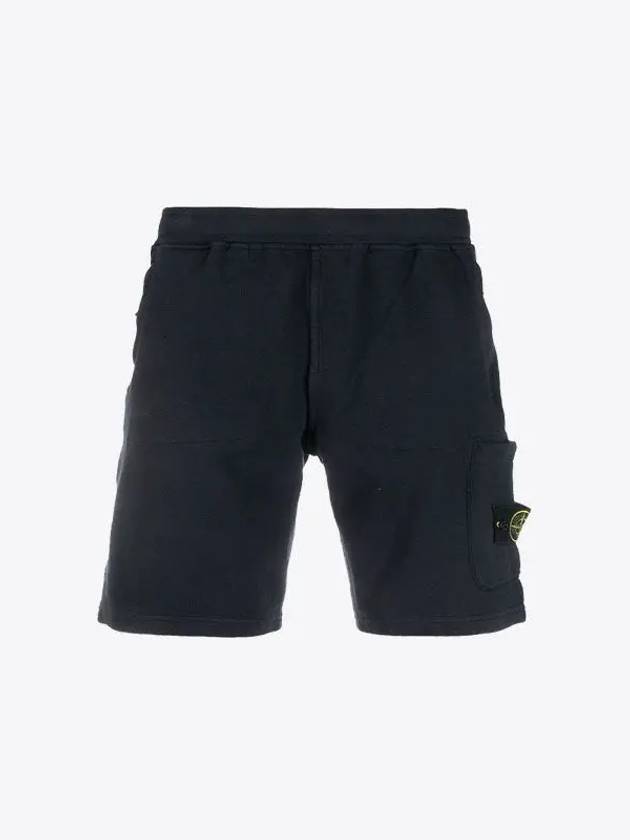 Men's OLD Treatment Logo Patch Cargo Bermuda Shorts Black - STONE ISLAND - BALAAN 2