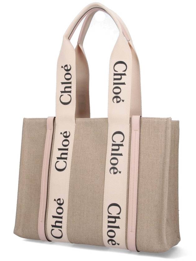 Woody Canvas Medium Tote Bag Cement Pink - CHLOE - BALAAN 3