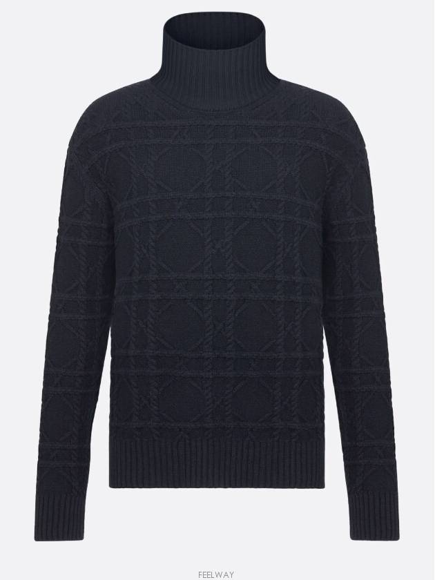 Cashmere Logo Knit Turtleneck Navy - DIOR - BALAAN 4