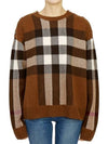 Women's Vintage Wool Check Knit Top Brown - BURBERRY - BALAAN.