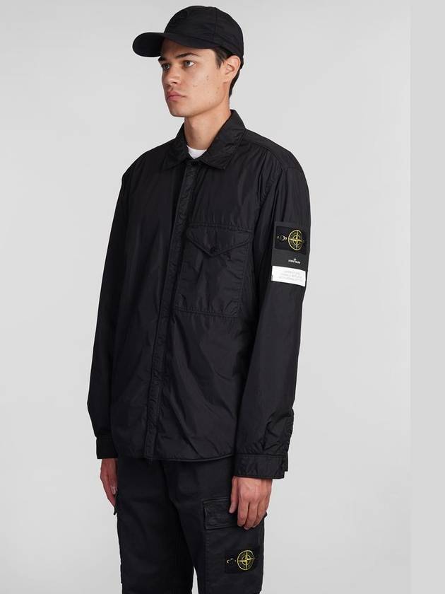 Logo Patch Zip Up Jacket Black - STONE ISLAND - BALAAN 5