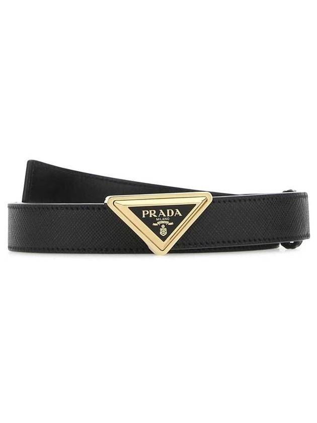 triangle logo leather belt black - PRADA - BALAAN 1