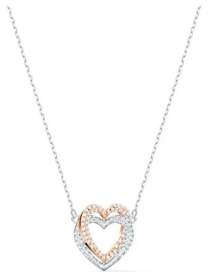 Hyperbola Double Heart Crystal Pendant Necklace Silver - SWAROVSKI - BALAAN 2