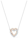 Hyperbola Double Heart Crystal Pendant Necklace Silver - SWAROVSKI - BALAAN 2