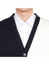 Funmix Cotton ArmBand V-Neck Cardigan White Navy - THOM BROWNE - BALAAN 10