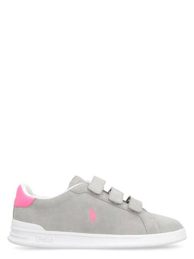 Pony Embroidery Velcro Leather Low Top Sneakers Grey - POLO RALPH LAUREN - BALAAN 1