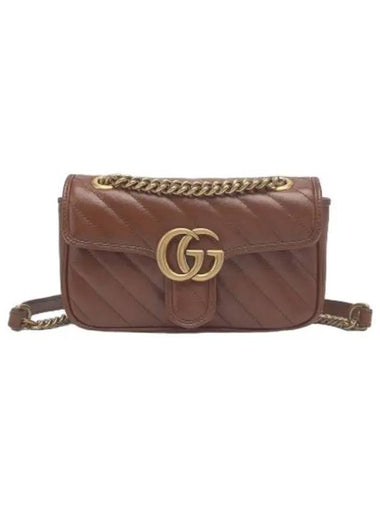 GG Marmont Mini Matelasse Shoulder Bag Brown - GUCCI - BALAAN 1