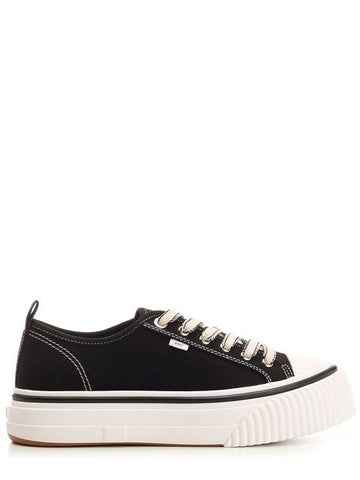 De Coeur Chain-Stitch Embroidered Low-Top Sneakers Black - AMI - BALAAN 1