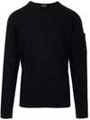 Lens Wappen Knit Top Black - CP COMPANY - BALAAN.