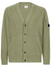 Men's Lens Wappen Lambswool Cardigan Sage - CP COMPANY - BALAAN 1