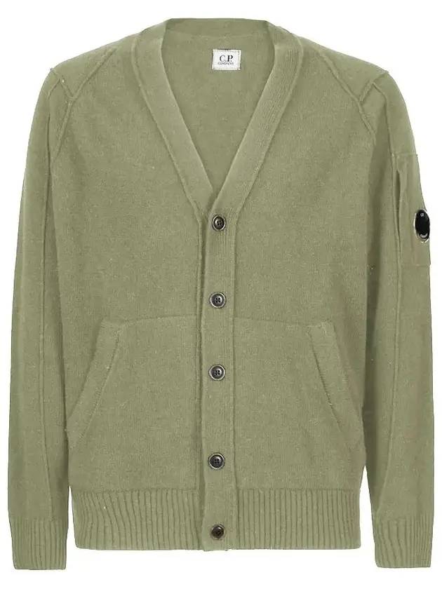 Men's Lens Wappen Lambswool Cardigan Sage - CP COMPANY - BALAAN 2