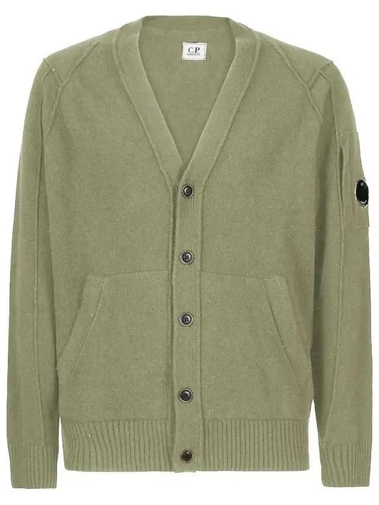 Men's Lens Wappen Lambswool Cardigan Sage - CP COMPANY - BALAAN 1