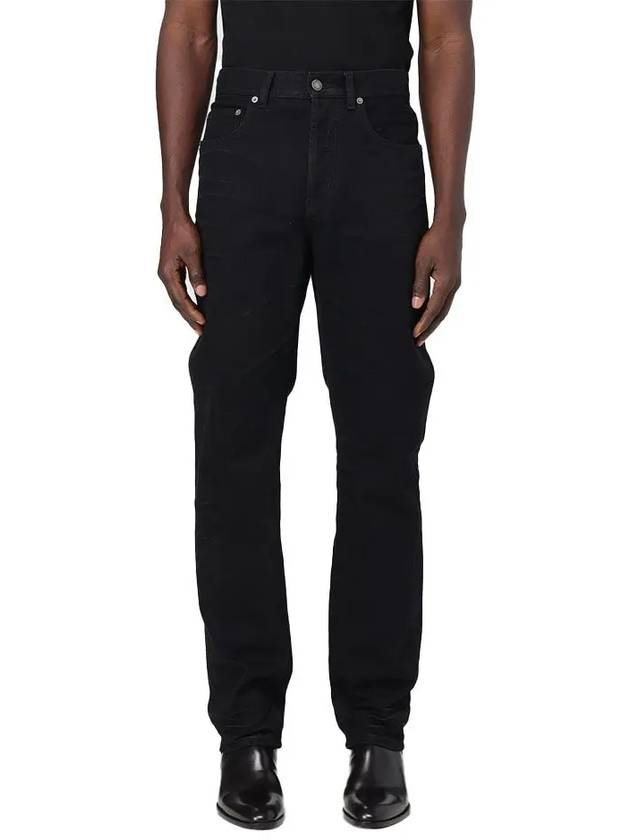 Denim Cotton Straight Jeans Black - SAINT LAURENT - BALAAN 3