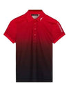 Women's Tour Tech Print Short Sleeve Polo Shirt Red - J.LINDEBERG - BALAAN 2