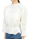 Women's Lace Crew Neck Cotton Blouse White - VANESSA BRUNO - BALAAN 3