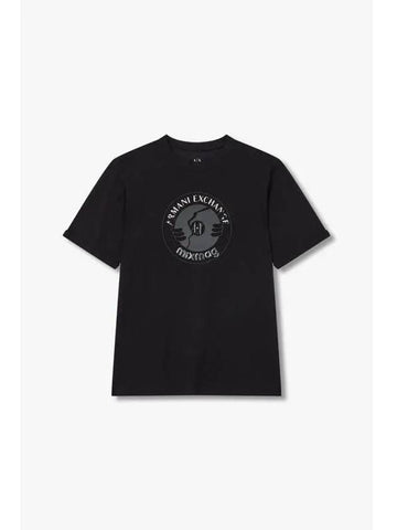 Women s Roll Up Sleeve Circle Logo T Shirt Black - ARMANI EXCHANGE - BALAAN 1