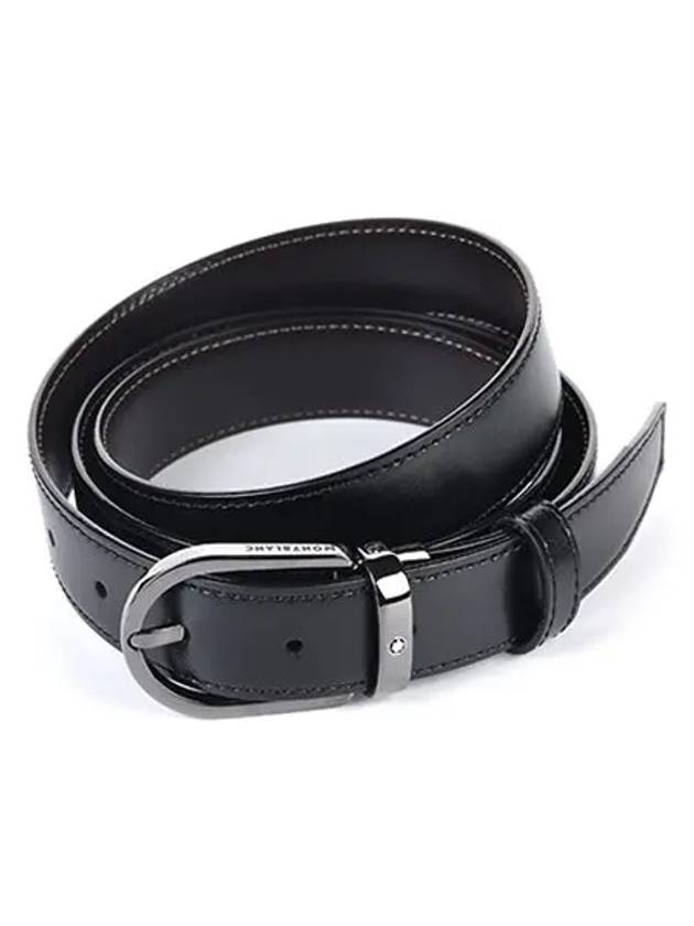 Horseshoe Buckle 30mm Reversible Leather Belt Black Brown - MONTBLANC - BALAAN 2