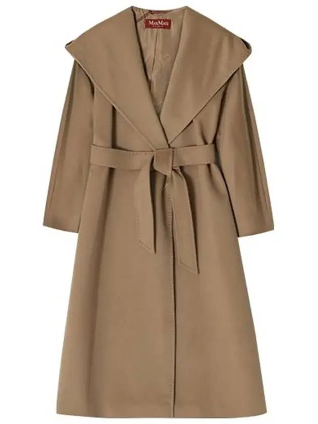 Women's Bdanton Silk Tone Long Wool Hooded Single Coat Camel - MAX MARA - BALAAN 5