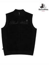 Women s Woven Mix Full Open Knit Vest 2104LXVR BLACK - BLACK&WHITE - BALAAN 1