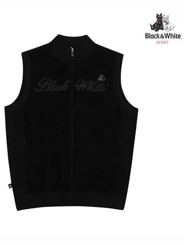 Women s Woven Mix Full Open Knit Vest 2104LXVR BLACK - BLACK&WHITE - BALAAN 1