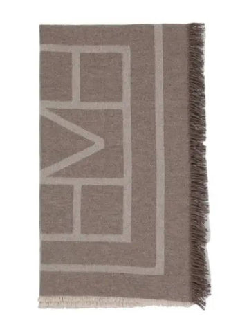 Monogram Wool Cashmere Muffler Tobacco Scarf - TOTEME - BALAAN 1