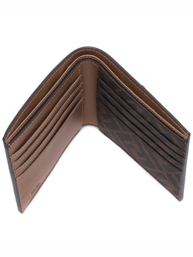 FF Square Leather Bi-Fold Half Wallet Beige - FENDI - BALAAN 7