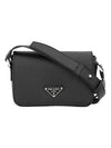 Saffiano Leather Shoulder Bag Black - PRADA - BALAAN 1