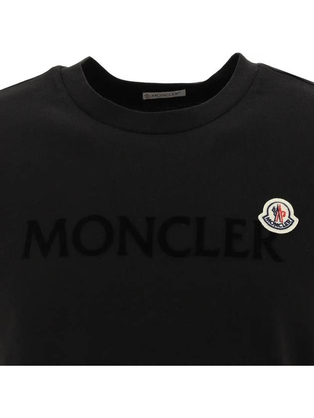 Flocked Logo Short Sleeve T-Shirt Black - MONCLER - BALAAN 4