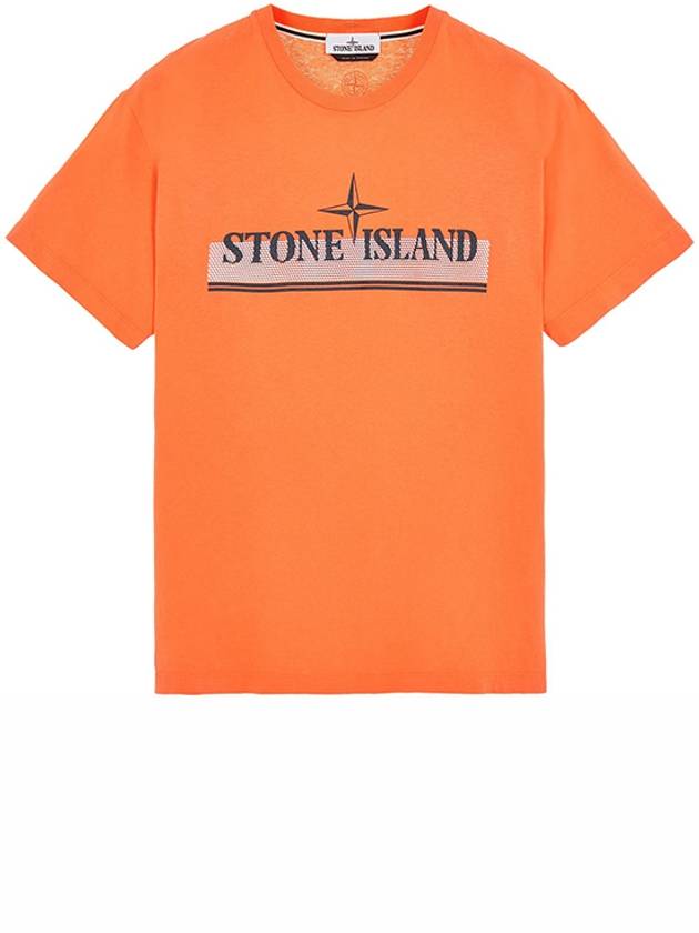 Tricromia One Print Garment Dyed Cotton Jersey Short Sleeve T-Shirt Orange - STONE ISLAND - BALAAN 2