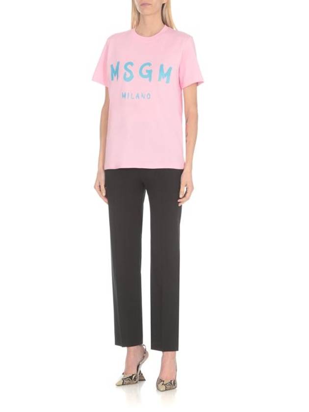 Brushed Logo Short Sleeve T-Shirt Pink - MSGM - BALAAN 4