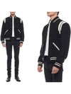 Teddy Bomber Jacket in Wool Black White - SAINT LAURENT - BALAAN 3