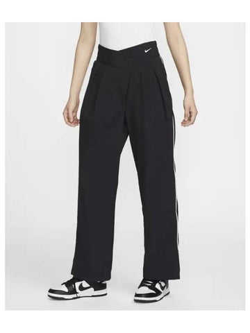 Sportswear Collection Mid-Rise Repel Asymmetrical Waist Straight Pants Black - NIKE - BALAAN 1