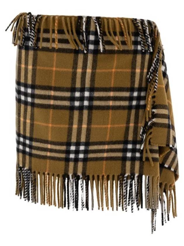 Check Wool Cashmere A-Line Skirt Oxide - BURBERRY - BALAAN 1