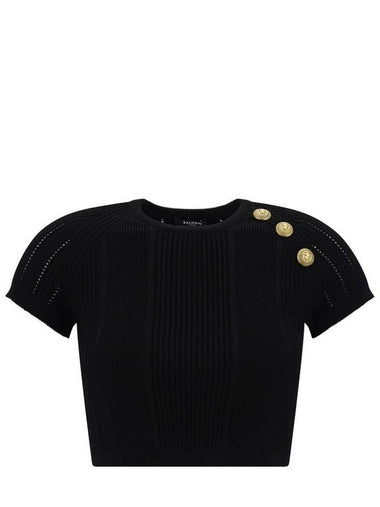 3 button fine knit top CF1AI077KF24 0PA - BALMAIN - BALAAN 1