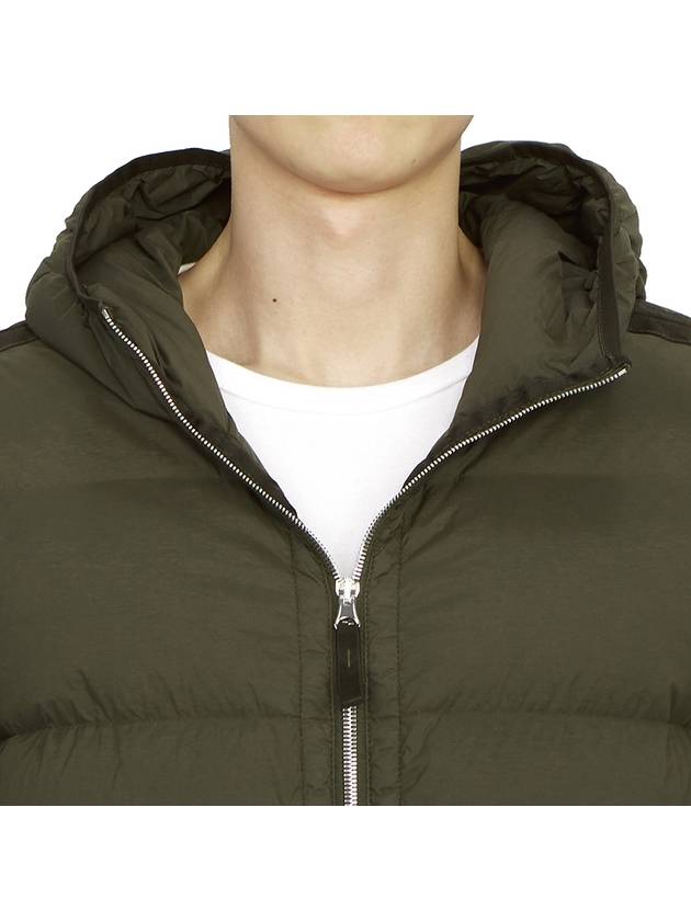 Seamless Logo Nylon Hooded Down Jacket Olive - STONE ISLAND - BALAAN 9