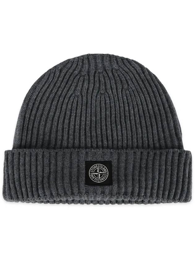 Stone Kids Logo Patch Wool Beanie Dark Gray 7916N07C3 V0M67 - STONE ISLAND - BALAAN 3