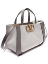 Signature V Logo Bicolor Tote Bag Grey - VALENTINO - BALAAN 4