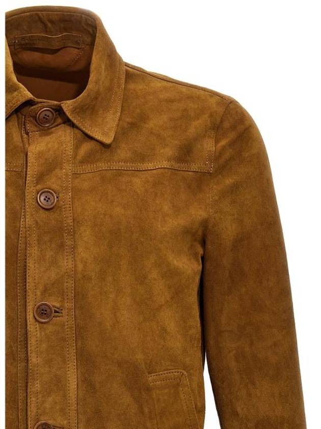 Men's Suede Jacket Brown - SALVATORE SANTORO - BALAAN 4