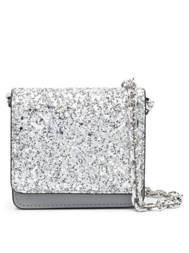 Glitter Micro Chain Link Leather Half Wallet Silver - MAISON MARGIELA - BALAAN 1