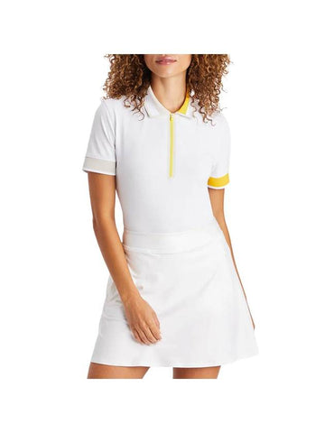 Women's Contrast Tech Short Sleeve PK Shirt White - G/FORE - BALAAN 1