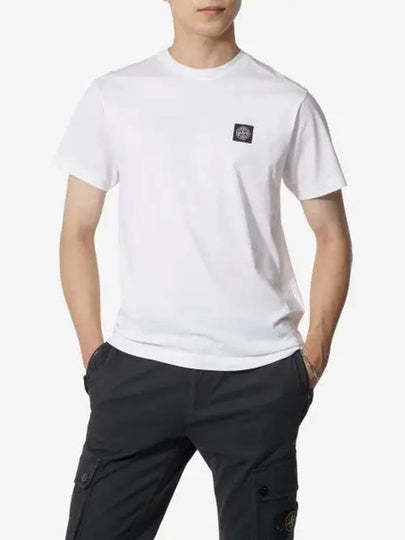 Logo Patch Short Sleeve T-Shirt White - STONE ISLAND - BALAAN 2